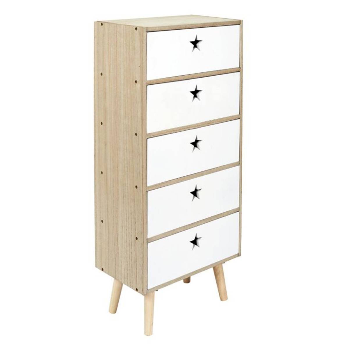Chiffonnier Enfant "Star" 91cm Blanc & Beige
