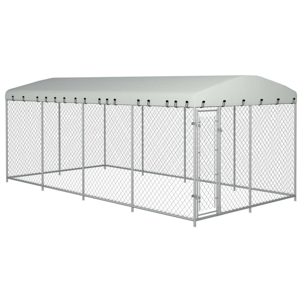 Chenil extérieur cage enclos parc animaux chien extérieur avec toit pour chiens 8 x 4 x 2 m