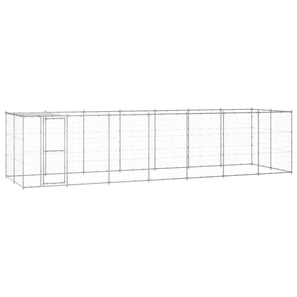 Chenil extérieur Acier galvanisé avec Toit pour Chien 16,94 m² Argenté – ComfortXL Outdoor Living