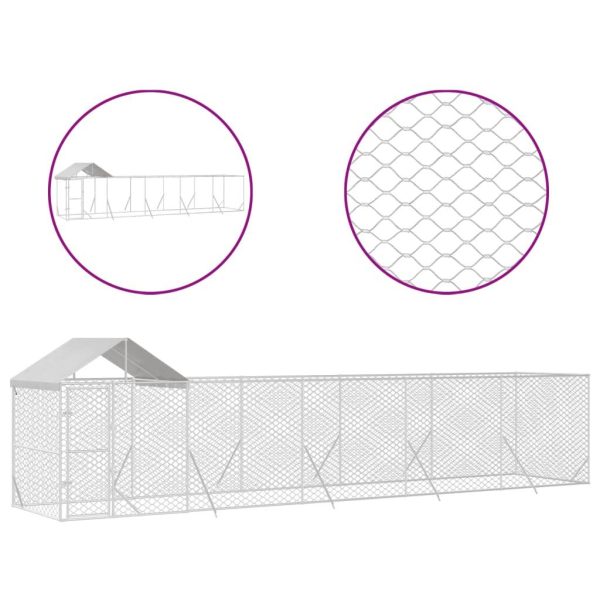 Chenil d’extérieur – Cage d’extérieur pour chiens avec toit argenté 10x2x2,5 m rj488