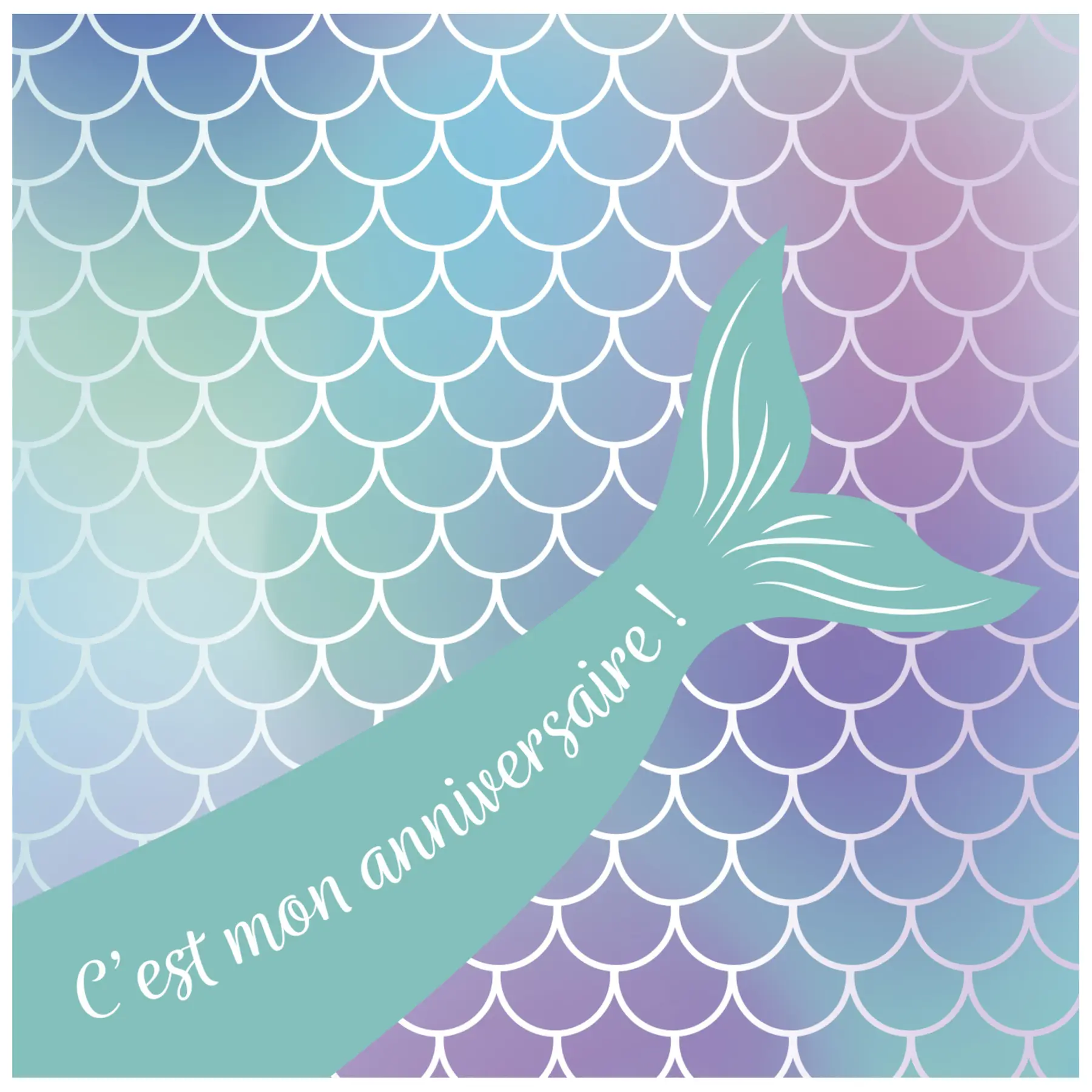 Clairefontaine Tarjeta de invitación de cumpleaños 8 tarjetas individuales + 8 sobres, sirena infantil Pollen MULTICOLOR