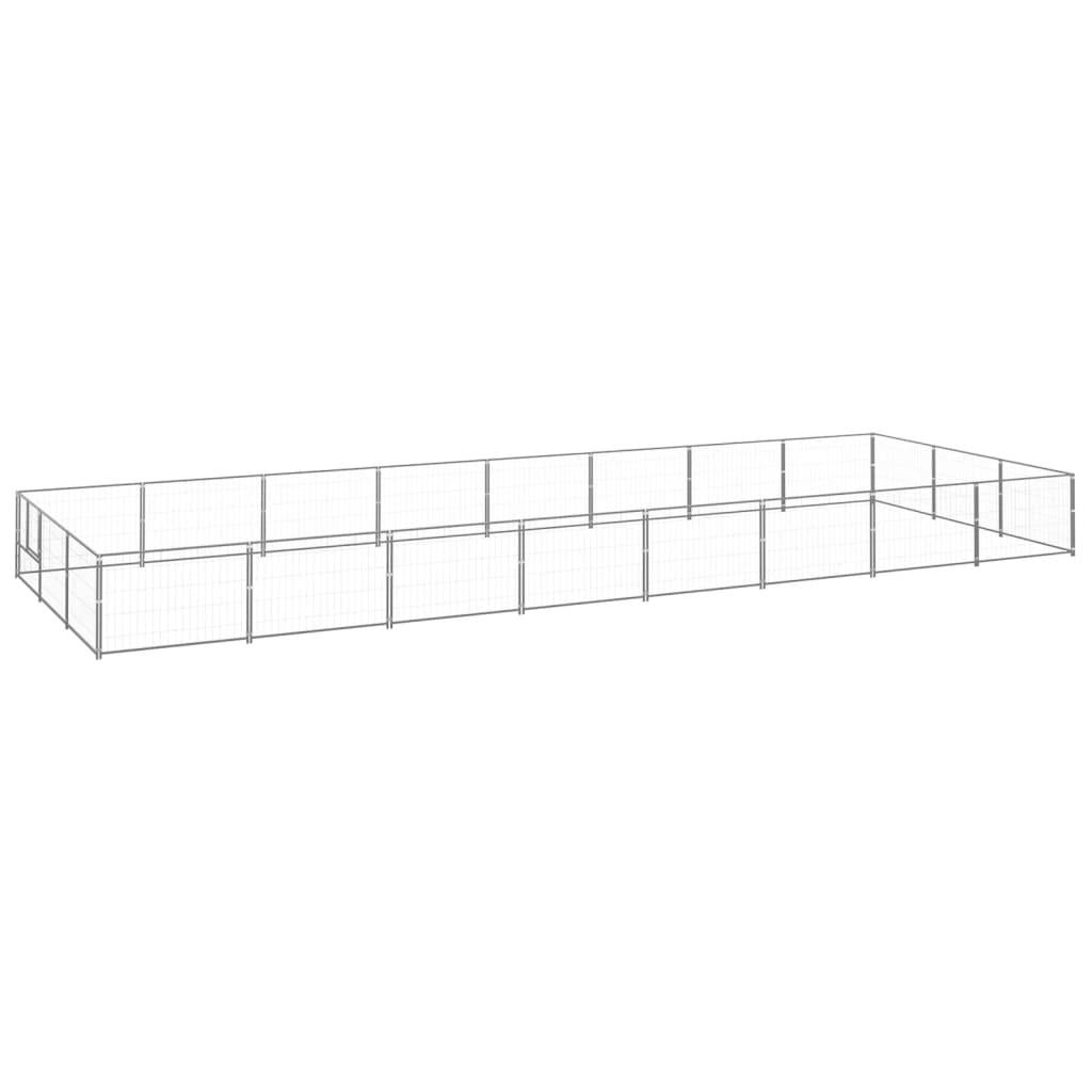 Chenil Chien Extérieur Acier Parc de Jeu Sécurisé pour Jardin Argenté 24 m² – ComfortXL Outdoor Living