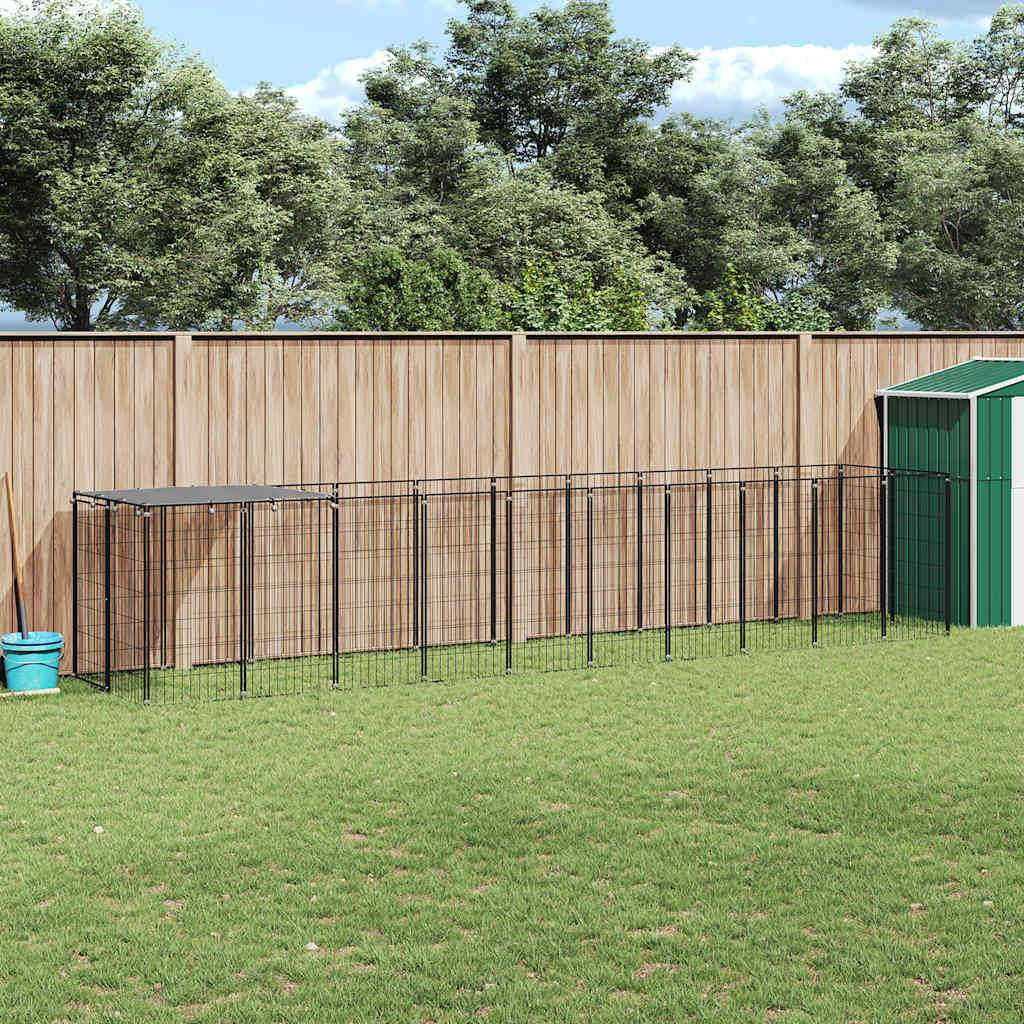 Chenil Noir 6,05 m² Acier vidaXL 3082201