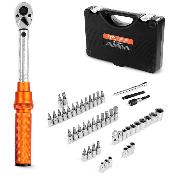 VEVOR Clé dynamométrique déclenchement 6,4 mm, 2,3-27,1 N.m, 72 dents, orange. VEVOR Clé dynamométrique déclenchement 6,4 mm, 2,3-27,1 N.m, 72 dents, orange.