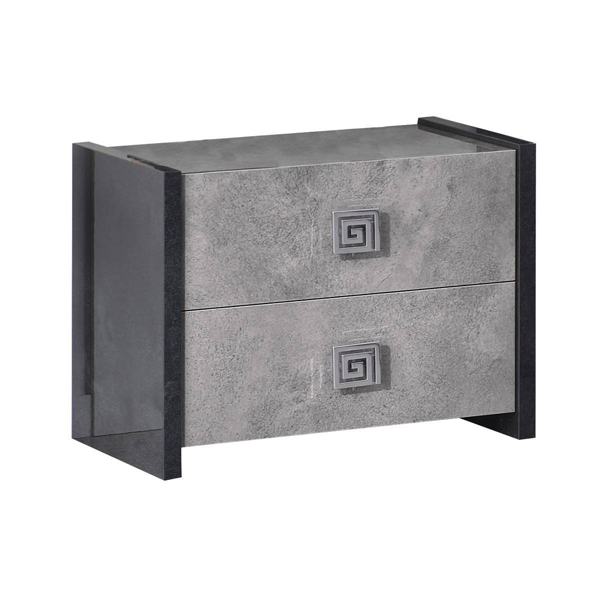 Chevet 2 Tiroirs Gris Effet Pierre - HYDE