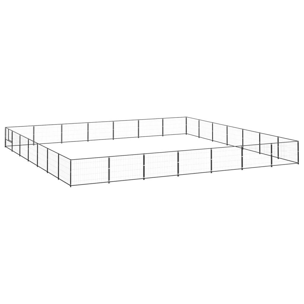 Chenil extérieur cage enclos parc animaux chien noir 49 m² acier