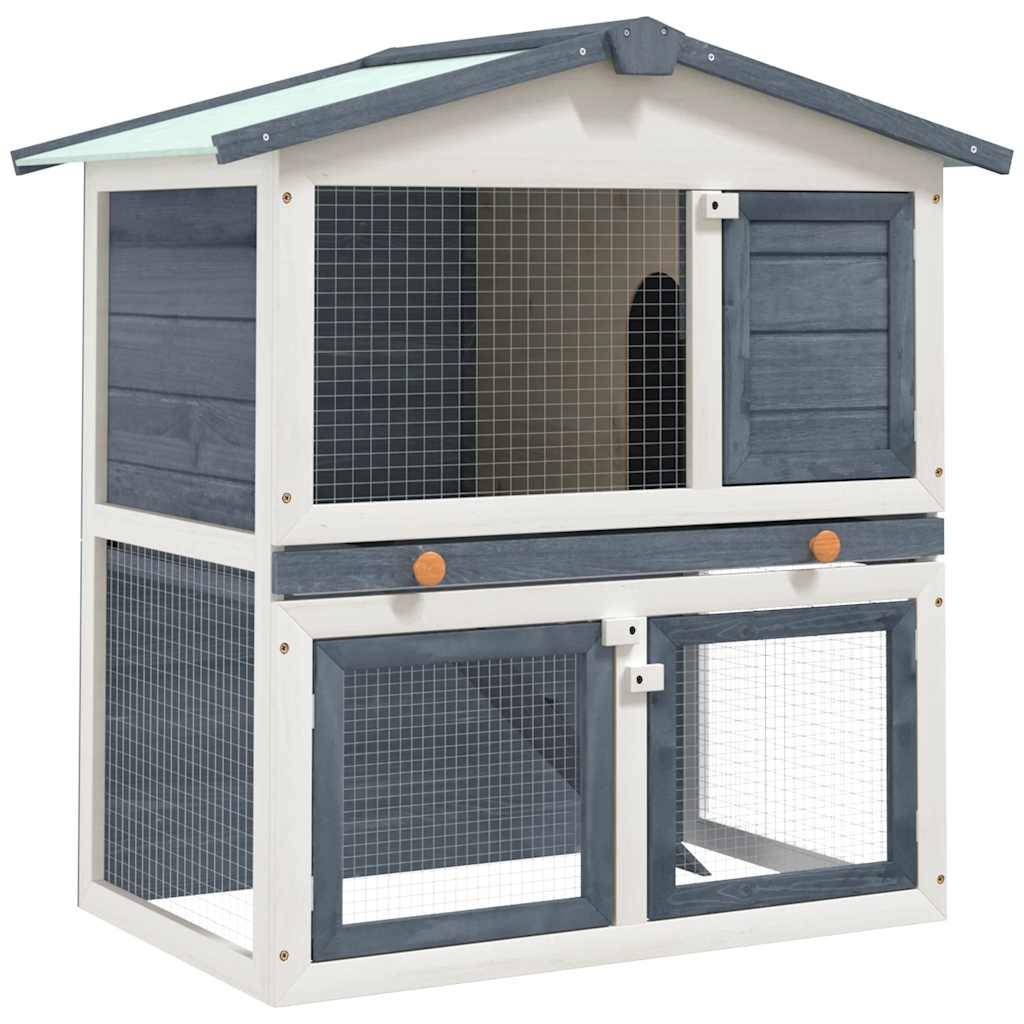 Clapier d'extérieur 3 portes Gris Bois vidaXL 170837