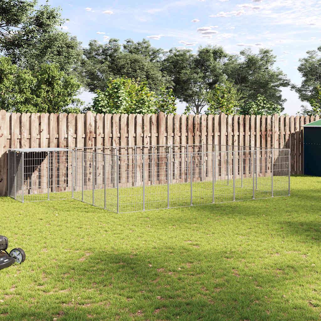 Chenil Argenté 15,73 m² Acier vidaXL 3082221