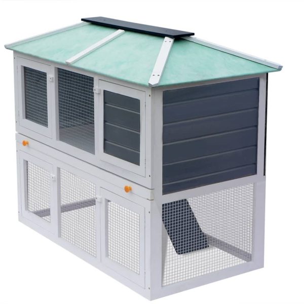 Clapier double étage en bois pour lapins avec enclos sécurisé Blanc et Vert – ComfortXL Outdoor Living Clapier double étage en bois pour lapins avec enclos sécurisé Blanc et Vert – ComfortXL Outdoor Living