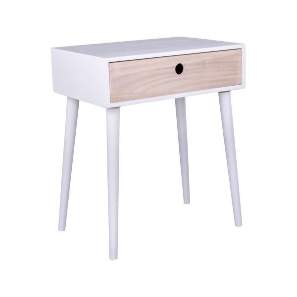 Chevet 1 Tiroir Paulownia Blanc et Naturel – PAPAY Chevet 1 Tiroir Paulownia Blanc et Naturel – PAPAY