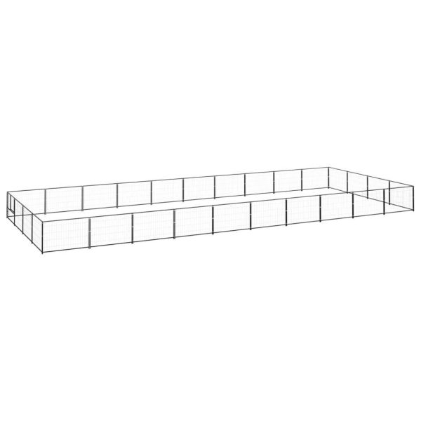 Chenil extérieur cage enclos parc animaux chien noir 40 m² acier