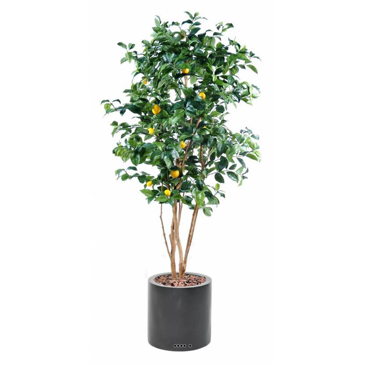 Citronnier factice tronc naturel en pot et fruits H180cm Jaune citron - dimhaut: H 180 cm - couleur: Jaune citron
