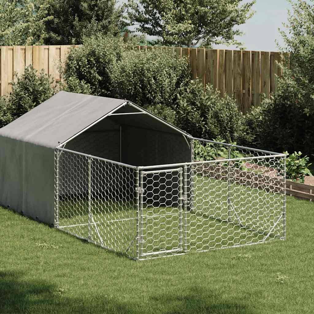 Chenil extérieur pour chien en acier galvanisé avec abri 4x2x1,5 m – ComfortXL Pet Living