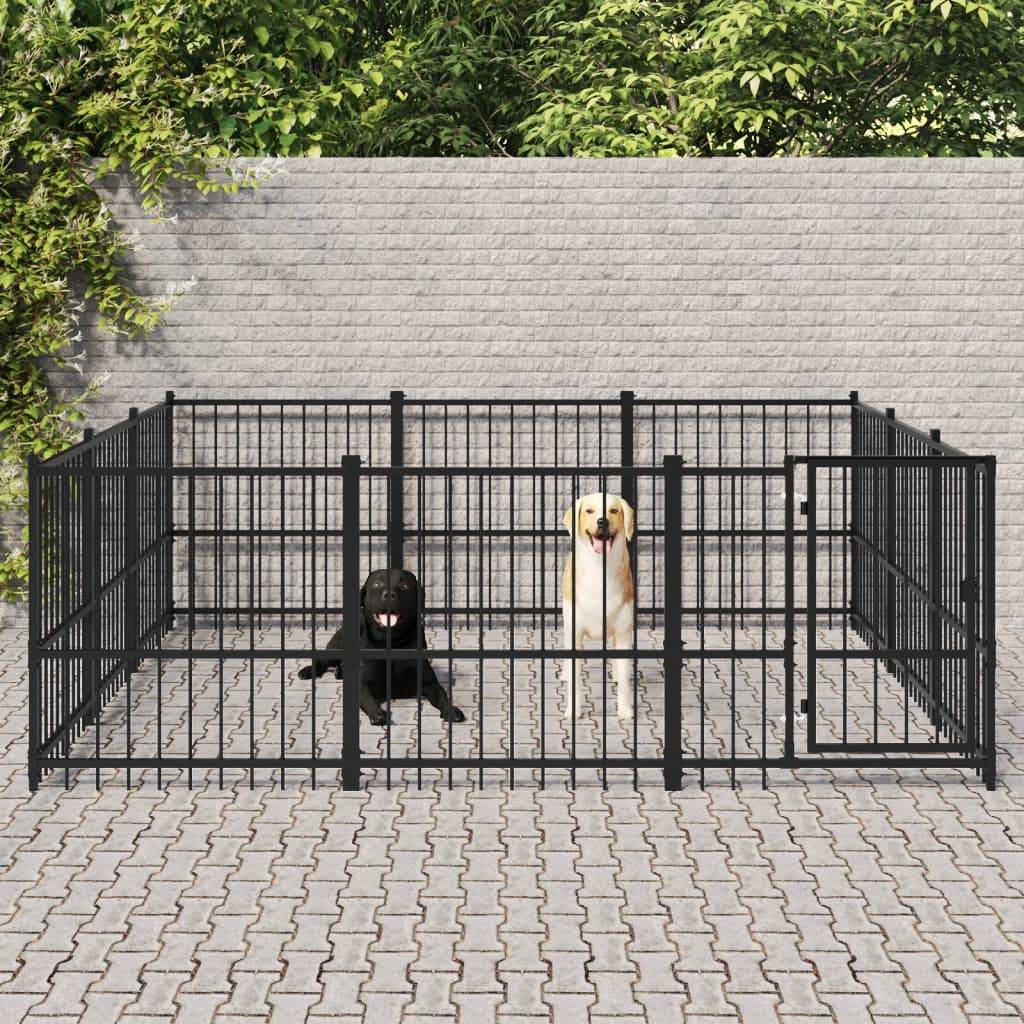 Chenil d'extérieur pour chiens Acier 8,47 m² vidaXL 3124616