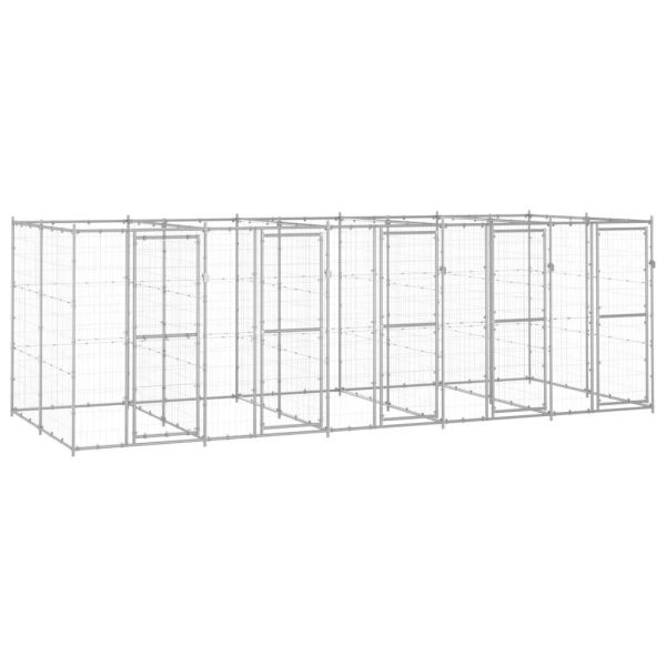 Chenil extérieur cage enclos parc animaux chien extérieur acier galvanisé 12,1 m²