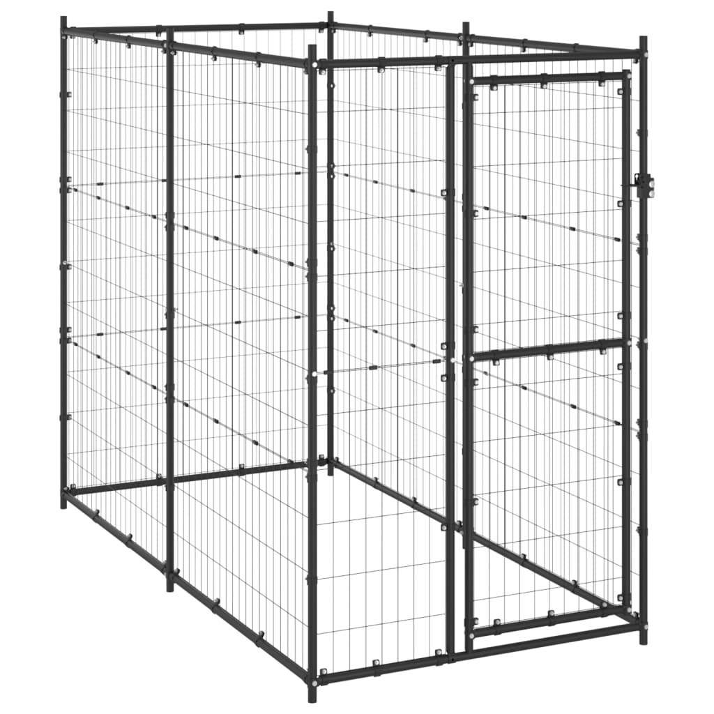Chenil extérieur cage enclos parc animaux chien d'extérieur pour chiens acier 110 x 220 x 180 cm
