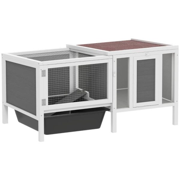 Clapier pour Lapin avec Parc Extérieur, Rampe, 3 Entrées, Plateau Amovible, Bois, Métal, Gris, 105 x 57.5 x 51.5 cm – PANGIVO Clapier pour Lapin avec Parc Extérieur, Rampe, 3 Entrées, Plateau Amovible, Bois, Métal, Gris, 105 x 57.5 x 51.5 cm – PANGIVO