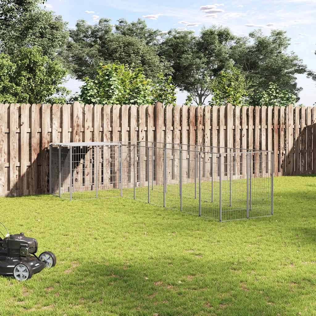 Chenil Argenté 6,05 m² Acier vidaXL 3082231