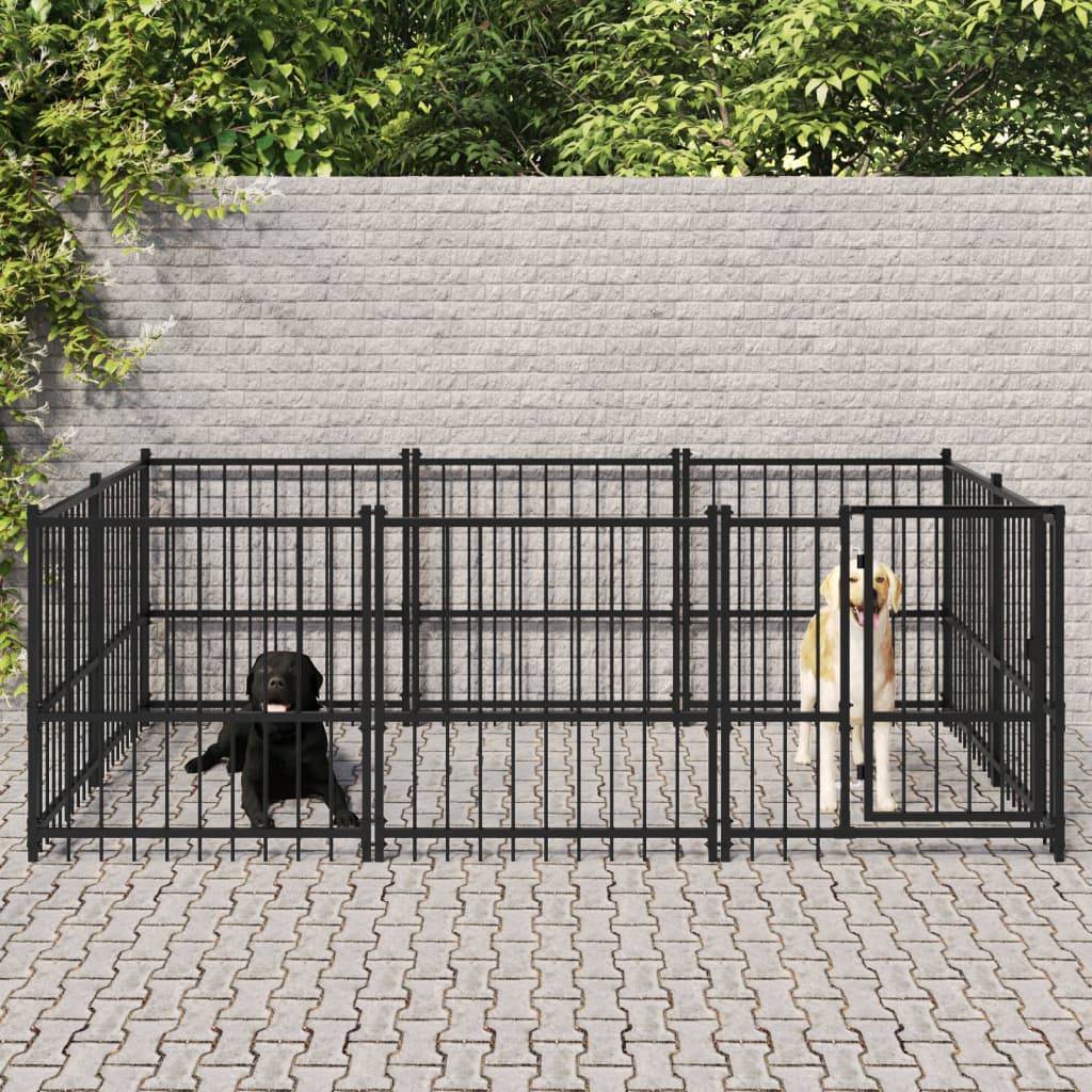Chenil d'extérieur pour chiens Acier 5,63 m² vidaXL 3124599