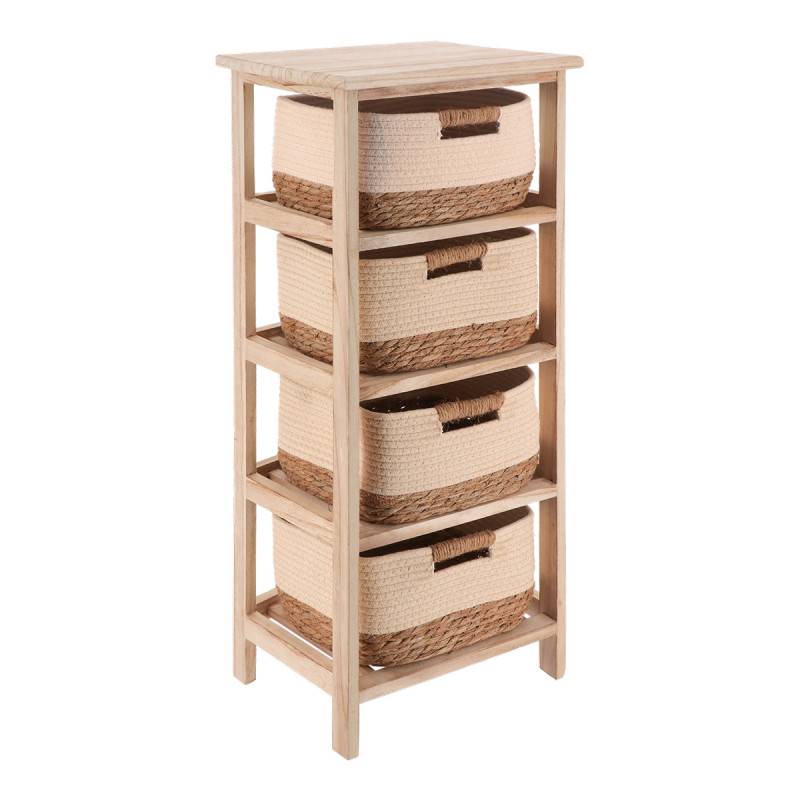 Chiffonnier 4 paniers beige/naturel GM