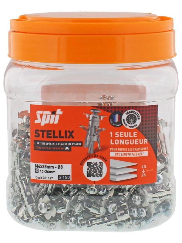 Cheville métallique à vis Stellix – 4 x 35 / 15 M4 + Vis Seau de 150 – SPIT – 060143 Cheville métallique à vis Stellix – 4 x 35 / 15 M4 + Vis Seau de 150 – SPIT – 060143