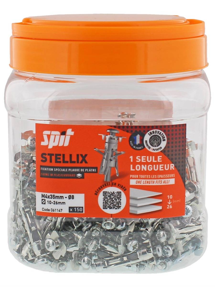 Cheville métallique à vis Stellix - 4 x 35 / 15 M4 + Vis Seau de 150 - SPIT - 060143