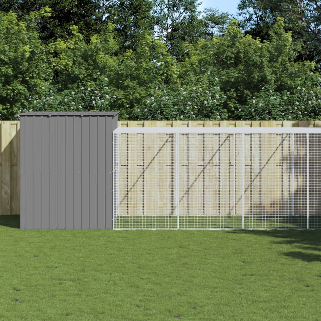 Chenil pour chien en acier galvanisé avec enclos pour jardin gris clair 214x865x181 cm – ComfortXL Pet Living