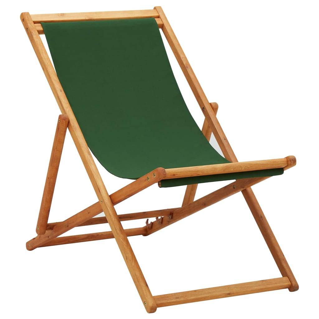 Chilienne Pliable en Bois d'Eucalyptus et Tissu pour Camping Jardin Vert – ComfortXL Outdoor Living