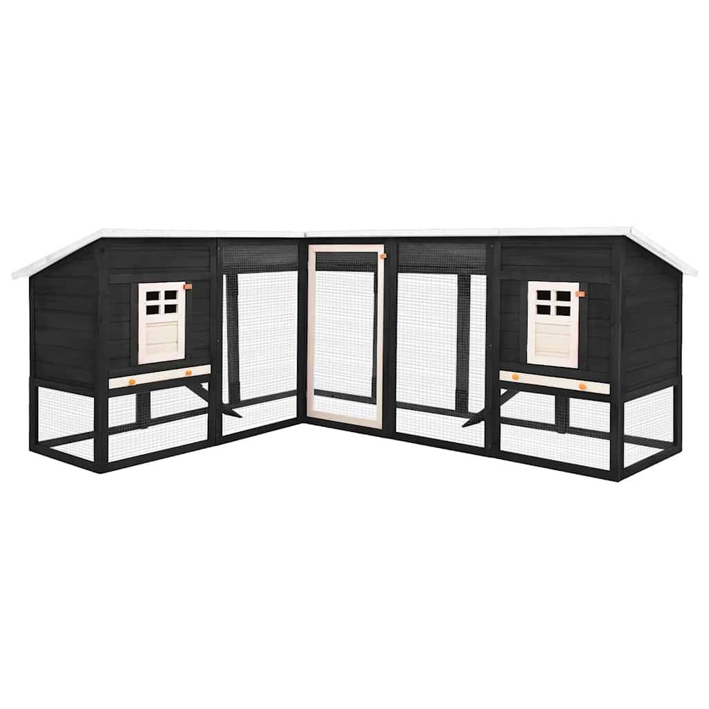 Clapier extérieur XXL en bois de sapin avec enclos sécurisé pour jardin Gris – ComfortXL Outdoor Living