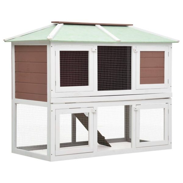 Clapier vertical en bois 2 étages pour lapins jardin Marron/Blanc – ComfortXL Outdoor Living Clapier vertical en bois 2 étages pour lapins jardin Marron/Blanc – ComfortXL Outdoor Living