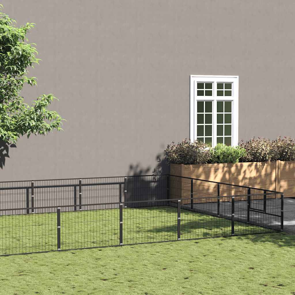Chenil Noir 20 m² Acier vidaXL 3082144
