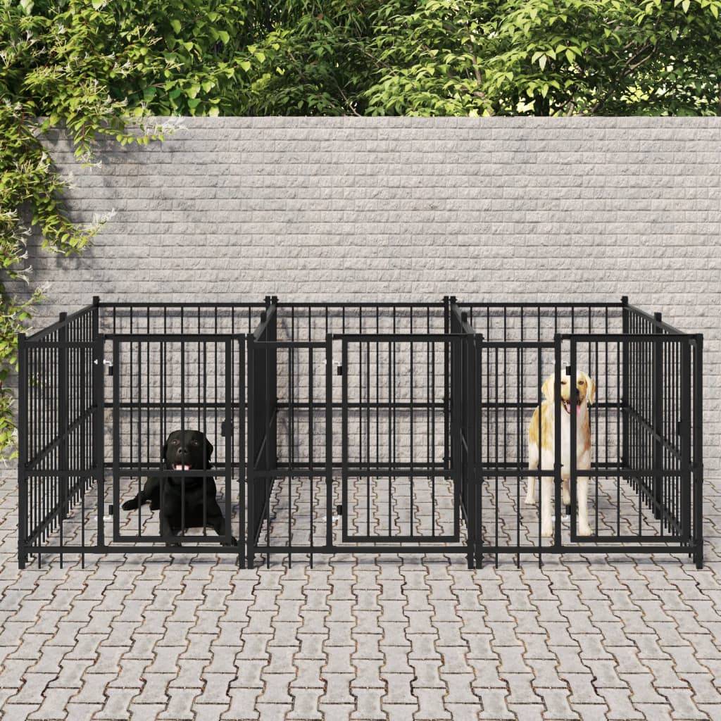 Chenil d'extérieur pour chiens Acier 5,63 m² vidaXL 3124580