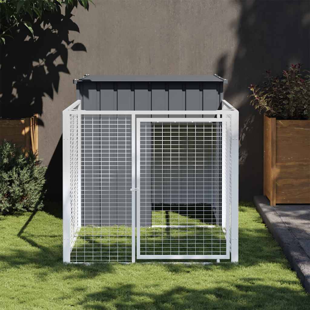 Chenil extérieur avec enclos en acier galvanisé pour grand chien Anthracite – ComfortXL Pet Living