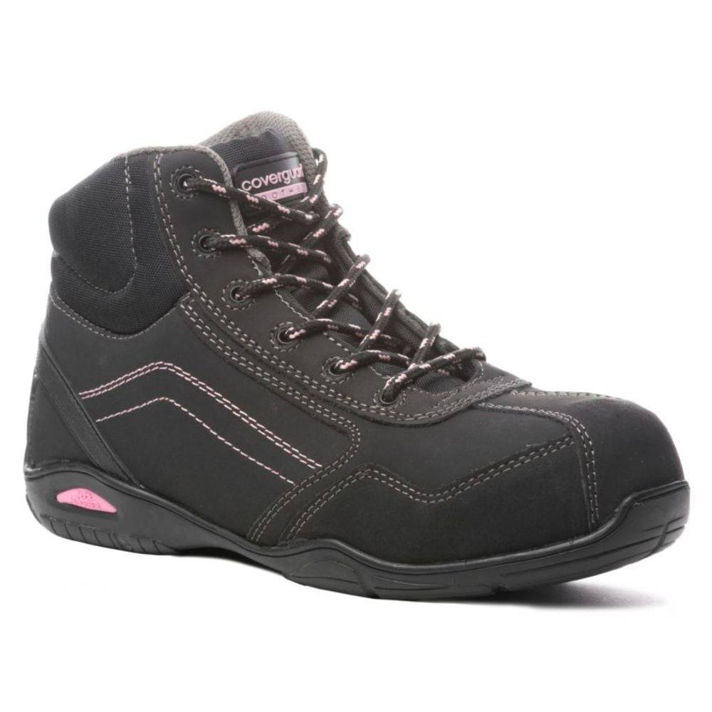Chaussures de sécurité montantes femme Coverguard Rubis S3 SRA HRO Noir / Rose 39