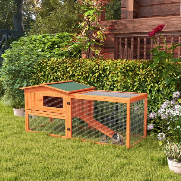 Clapier Lapin Bois Sapin Extérieur Toit Bitumé Enclos Grillagé 156cm Orange – ComfortXL Pet Living
