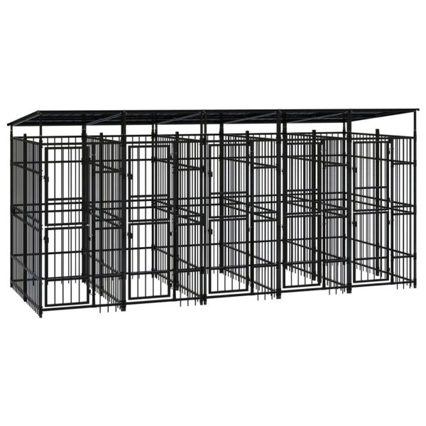 Chenil extérieur acier avec toit 9,22 m² pour jardin Noir – ComfortXL Outdoor Living Chenil extérieur acier avec toit 9,22 m² pour jardin Noir – ComfortXL Outdoor Living