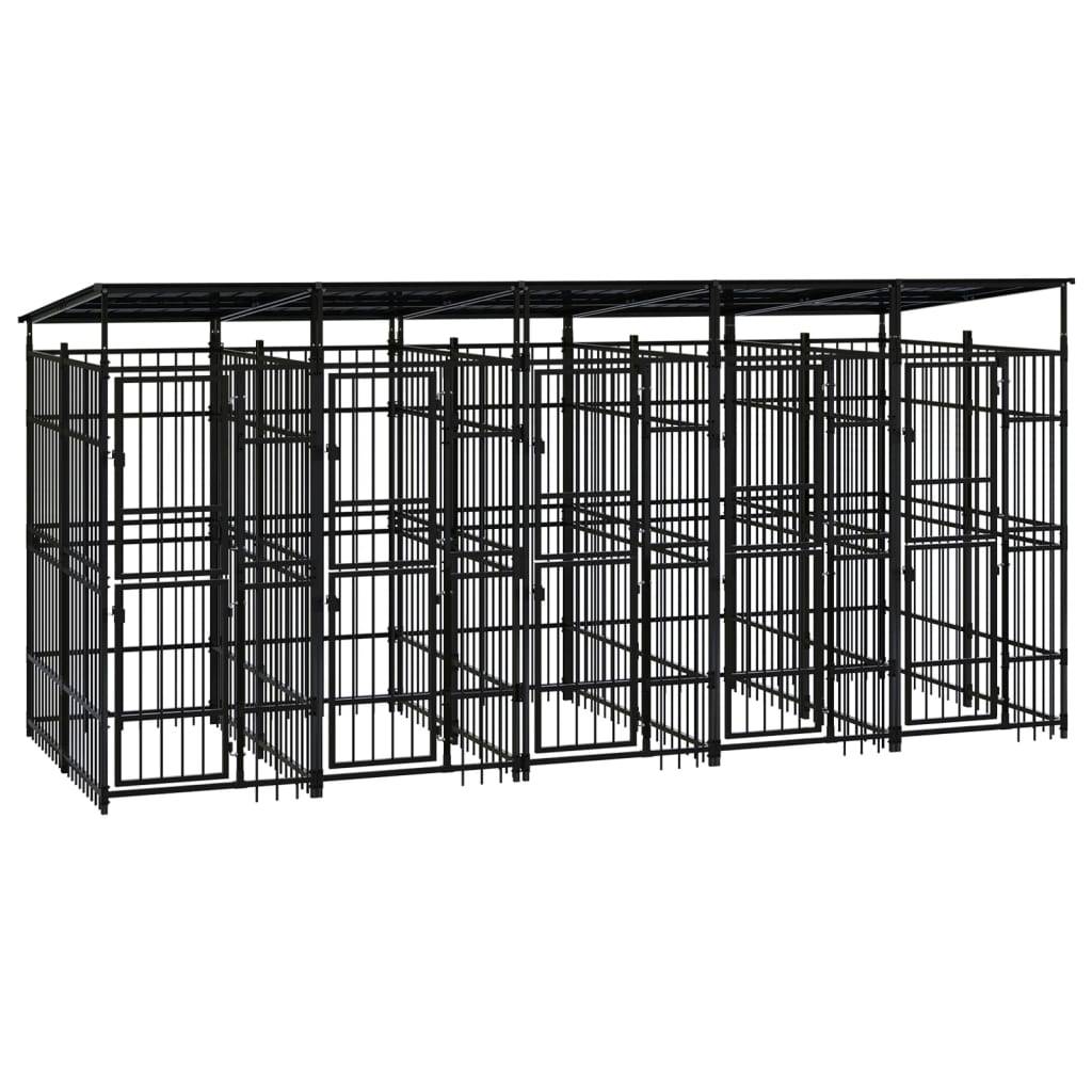 Chenil extérieur acier avec toit 9,22 m² pour jardin Noir – ComfortXL Outdoor Living