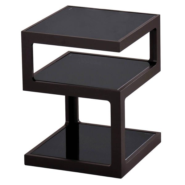 Chevet Noir 3 Niveaux Plateaux en Verre – CUBIKA Chevet Noir 3 Niveaux Plateaux en Verre – CUBIKA