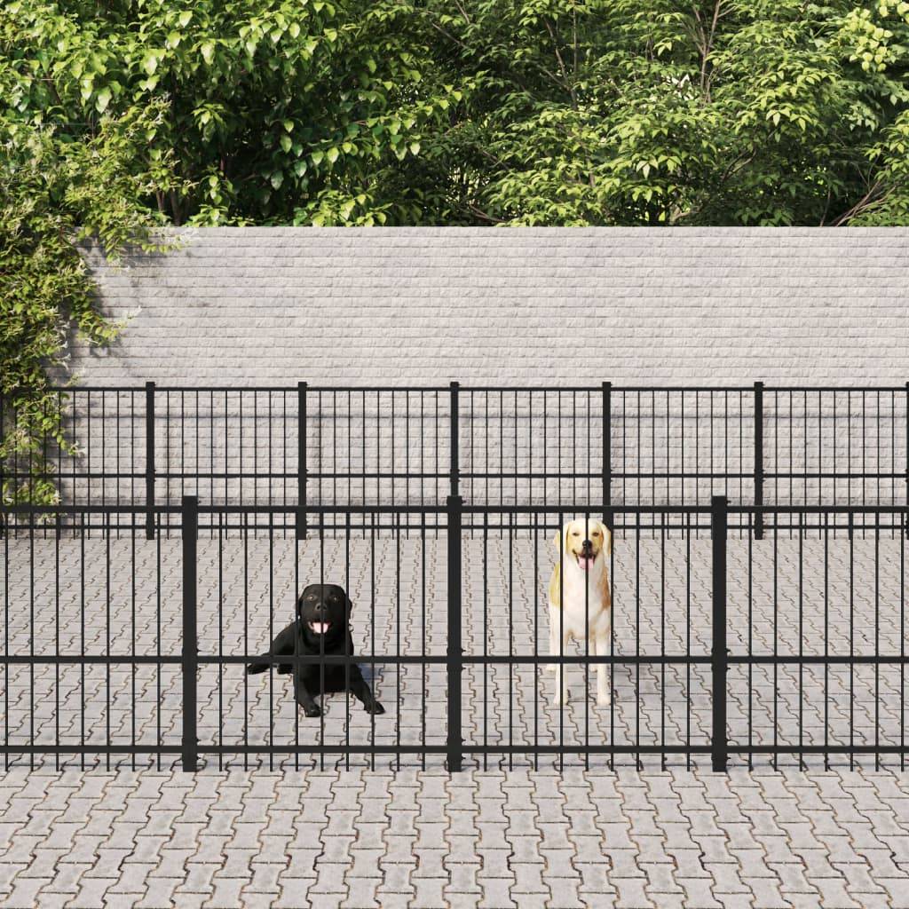 Chenil d'extérieur pour chiens Acier 33,87 m² vidaXL 3124643