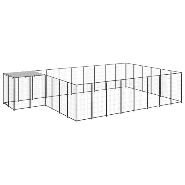 Chenil extérieur cage enclos parc animaux chien 15,73 m² 110 cm acier noir Chenil extérieur cage enclos parc animaux chien 15,73 m² 110 cm acier noir