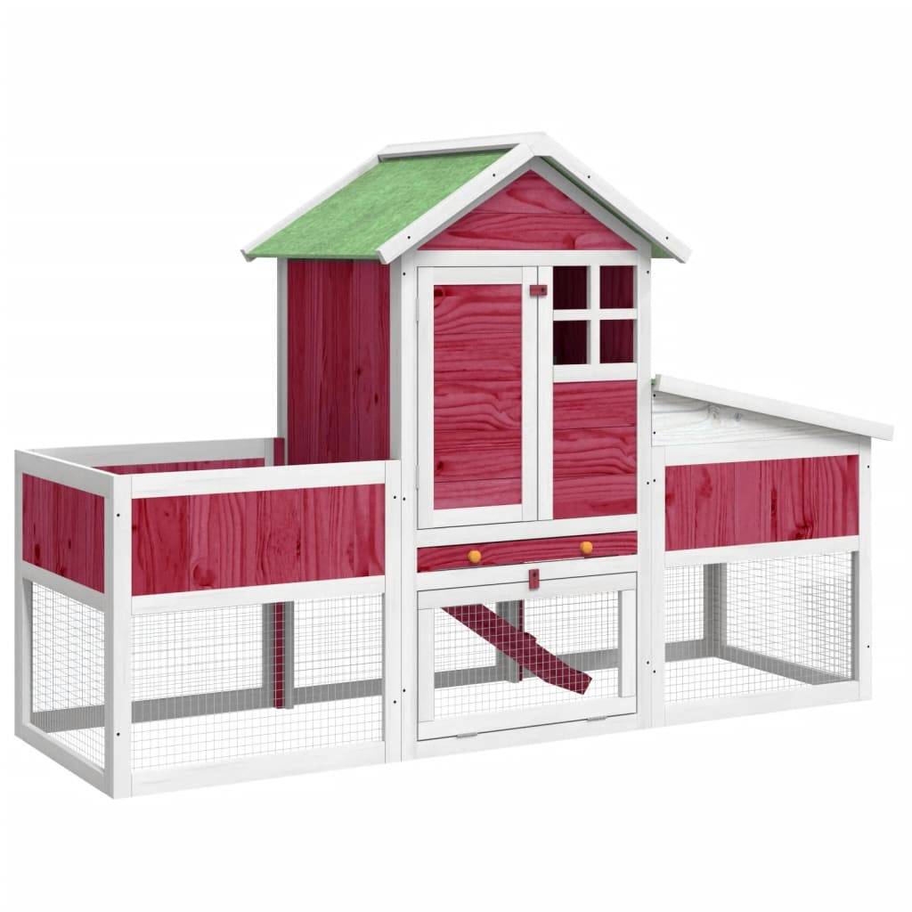 Clapier rouge 170x63x113 cm bois de pin massif vidaXL