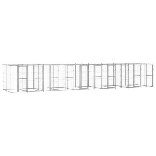 Chenil extérieur cage enclos parc animaux chien extérieur acier galvanisé avec toit 24,2 m²