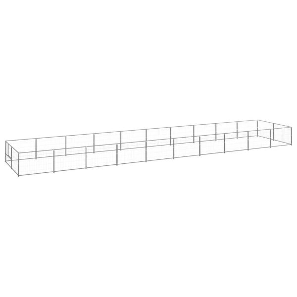 Chenil extérieur cage enclos parc animaux chien argenté 20 m² acier Chenil extérieur cage enclos parc animaux chien argenté 20 m² acier