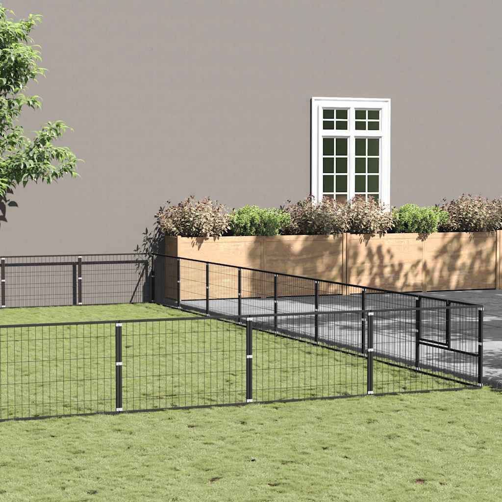 Chenil Noir 64 m² Acier vidaXL 3082187