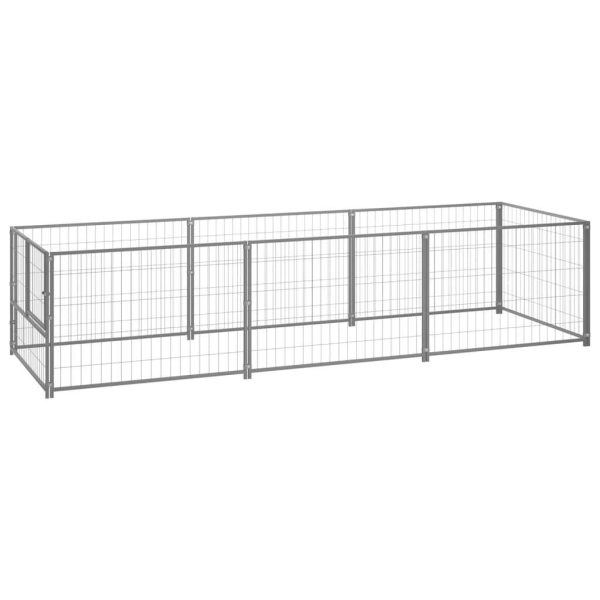 Chenil extérieur cage enclos parc animaux chien argenté 3 m² acier Chenil extérieur cage enclos parc animaux chien argenté 3 m² acier
