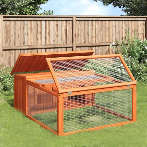Clapier à lapins en bois avec parc de jeu pour jardin marron – ComfortXL Outdoor Living