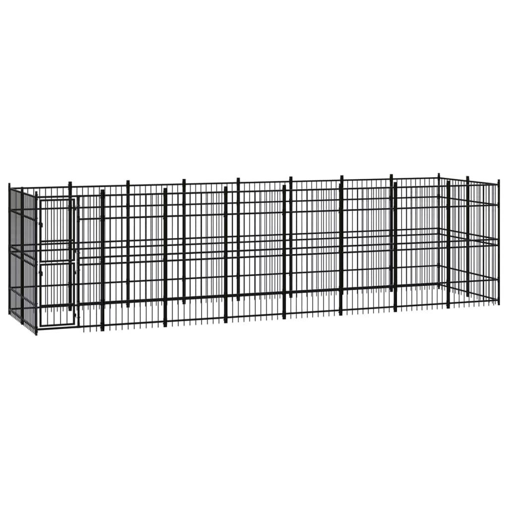 Chenil d'extérieur pour chiens Acier 14,75 m² vidaXL 3097962