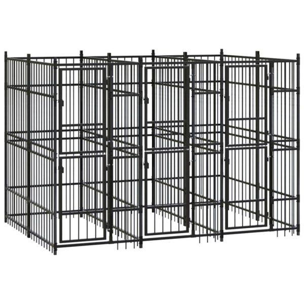 Chenil extérieur pour chien 5,53 m² en acier à barreaux pour jardin Noir – ComfortXL Outdoor Living Chenil extérieur pour chien 5,53 m² en acier à barreaux pour jardin Noir – ComfortXL Outdoor Living