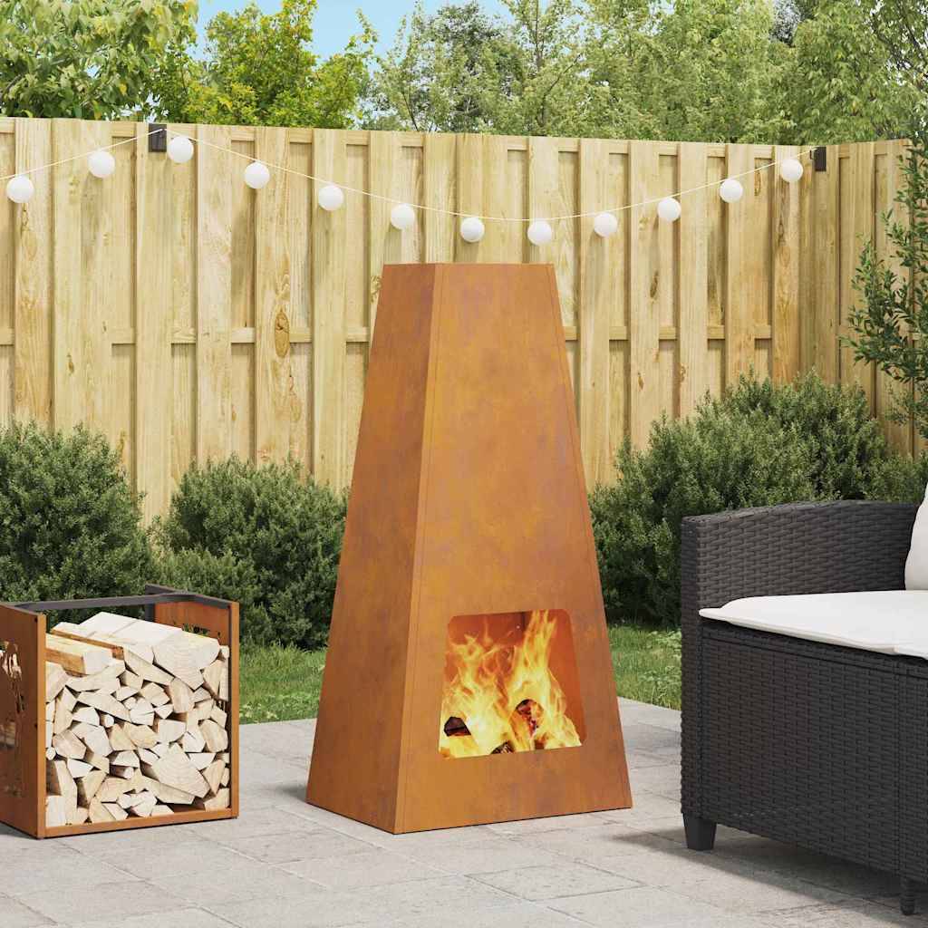 Cheminée de jardin Acier Corten design conique pour terrasse Marron – ComfortXL Outdoor Living