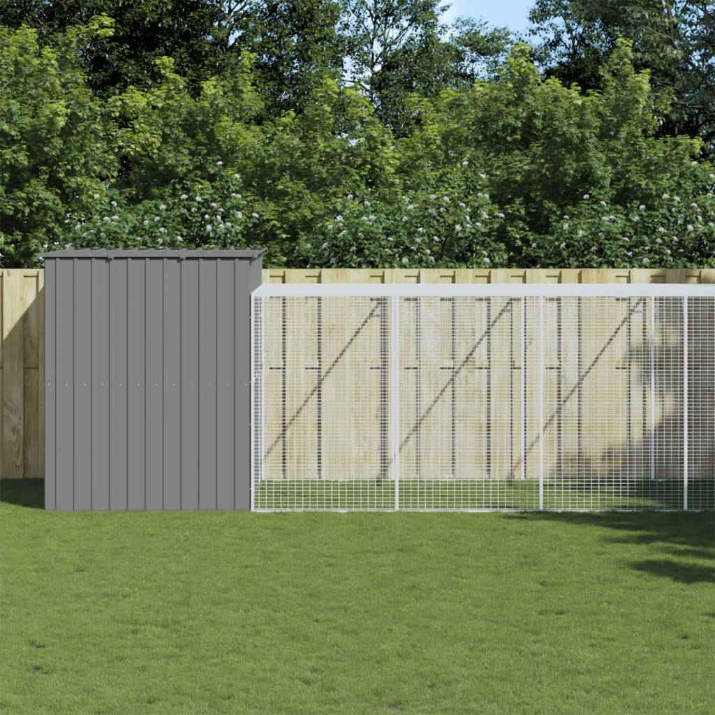 Chenil pour chien en acier galvanisé avec enclos pour jardin gris clair 214x661x181 cm – ComfortXL Pet Living